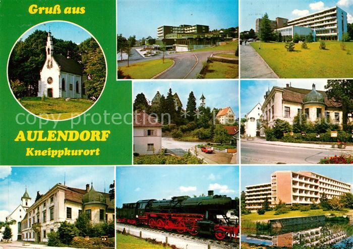 Aulendorf Teilansichten Kneippkurort Kurhaeuser Dampflokomotive Kapelle