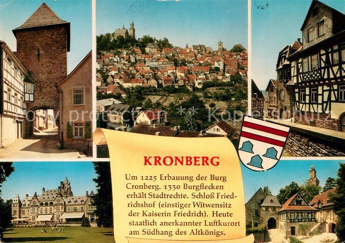 Kronberg Taunus Eichentor Stadtbild mit Burg Fachwerkhaus Burgtor Schloss