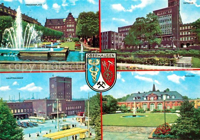 Oberhausen Friedensplatz Wasserspiele Rathaus Hauptbahnhof Schloss Wappen