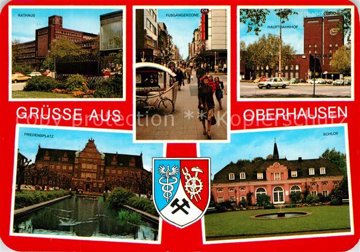 Oberhausen Rathaus Fussgaengerzone Hauptbahnhof Friedensplatz Schloss Wappen
