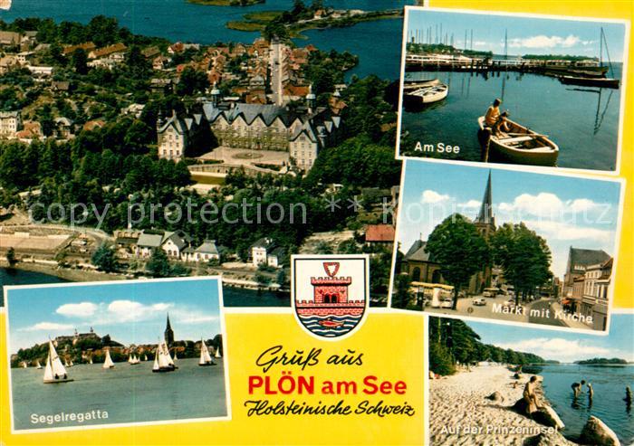 Ploen See Segelregatta Bootsanleger Markt Kirche Prinzeninsel Strand Schloss Fli