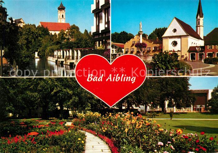 Bad Aibling Ortsmotiv mit Kirche Parkanlagen Herz