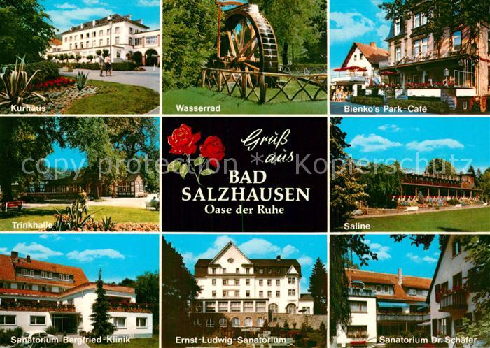 Bad Salzhausen Kurhaus Wasserrad Parkcafe Trinkhalle Saline Sanatorium Rosen