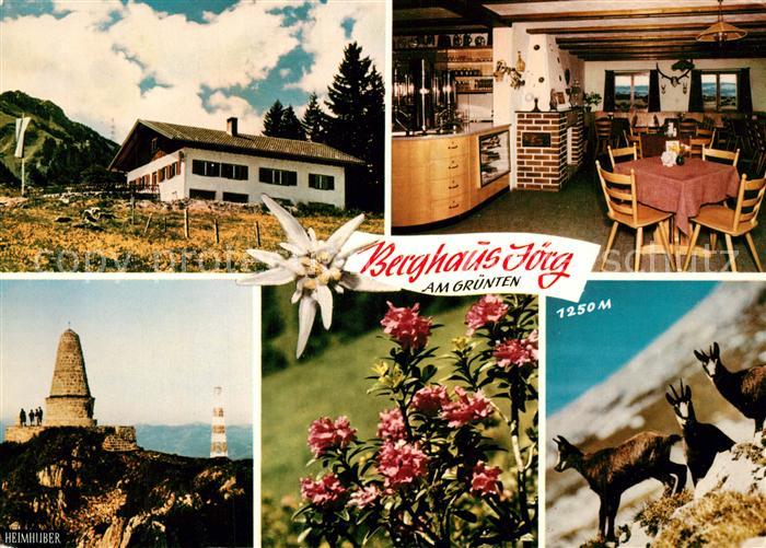 Kranzegg Berghaus Joerg am Gruenten Allgaeuer Alpen Heimhuber Alpenflora Edelwei