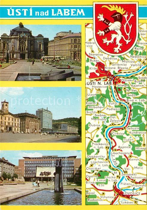 Usti nad Labem Gebaeude Innenstadt Landkarte Wappen