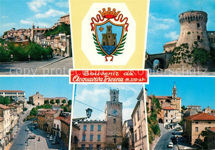 Acquaviva Picena Ortsansichten Kirche Turm Wappen