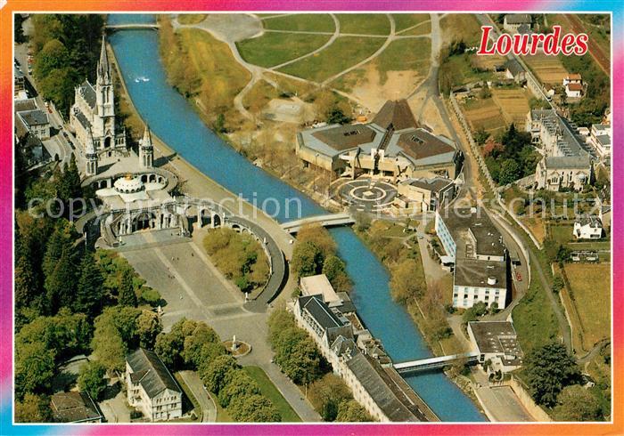 Lourdes Hautes Pyrenees Les Sanctuaires vue aérienne