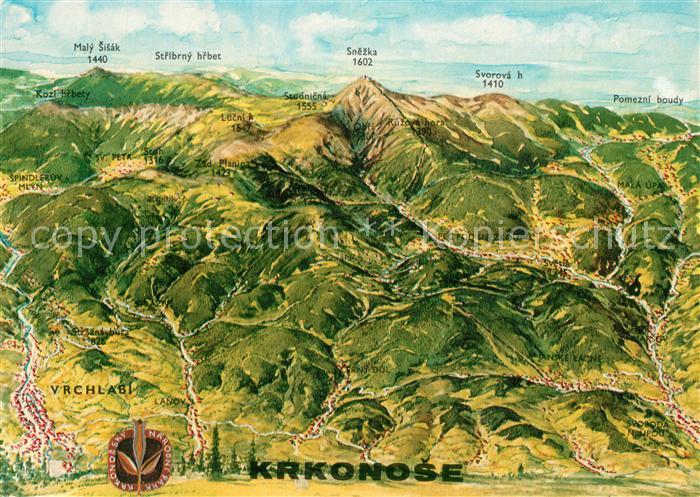 Vrchlabi Panoramakarte Krkonose aus der Vogelperspektive