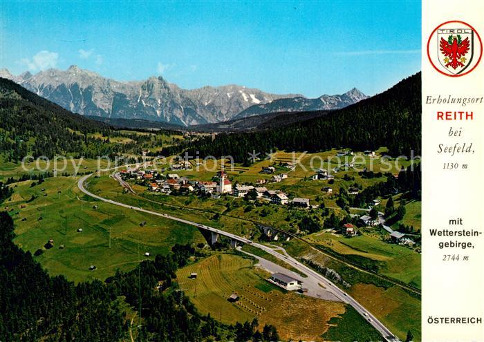 Reith Seefeld Tirol Panorama mit Wettersteingebirge Fliegeraufnahme
