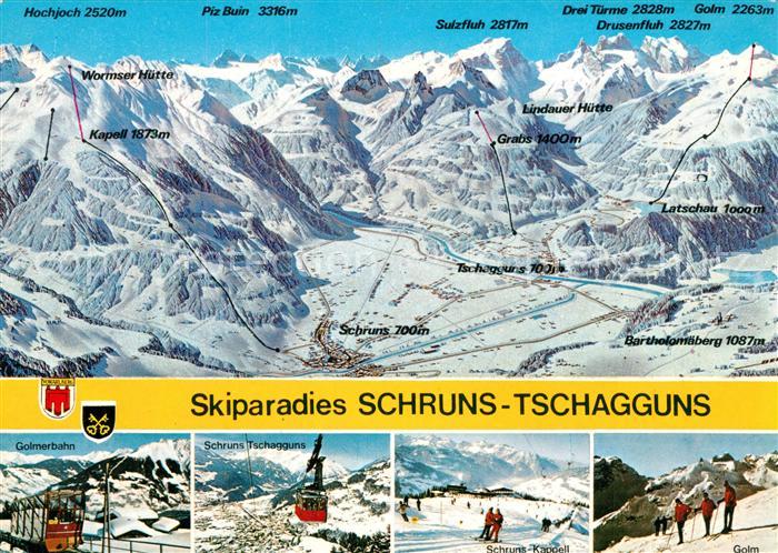 Schruns Tschagguns uebersichtskarte Skiparadies Wintersportgebiet Alpen Bergbahn