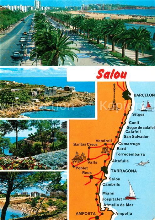 Salou Uferstrasse Promenade Kueste Strand Landkarte