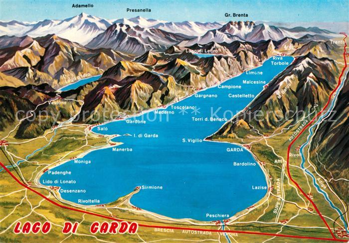 Lago di Garda Gardasee und Umgebung Alpen aus der Vogelperspektive