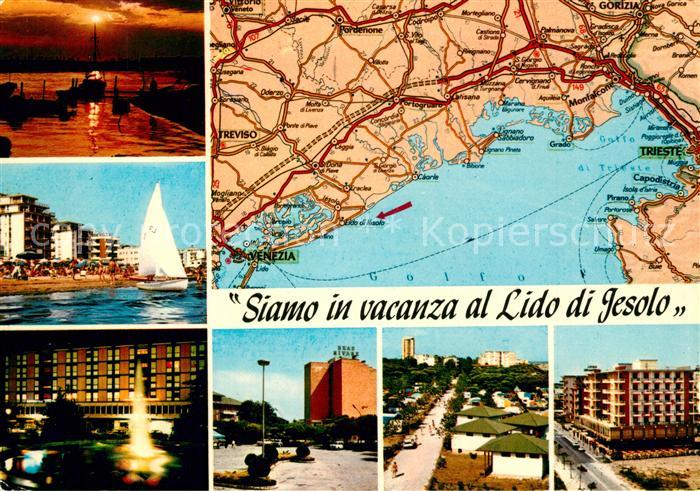 Jesolo Carta Automobilistica Landkarte Strassenkarte Sonnenuntergang am Meer Seg