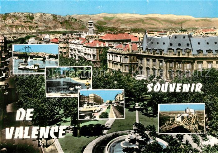 Valence 26 Teilansichten Bruecke Schwaene Burgruine Brunnen
