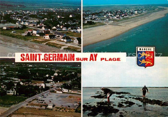 Saint-Germain-sur-Ay Fliegeraufnahmen Muschelsammler am Strand