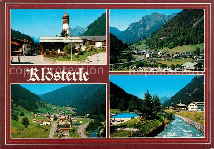 Kloesterle Vorarlberg Ortsmotiv mit Kirche Partie am Fluss Gesamtansicht mit Alp