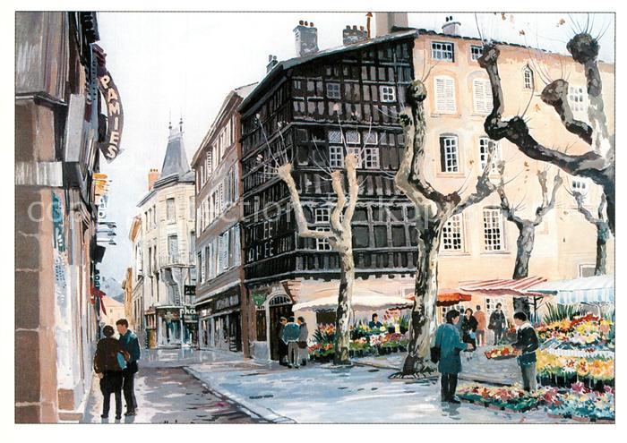 Macon 71 Place aux Herbes La Maison de Bois Dessin Kuenstlerkarte