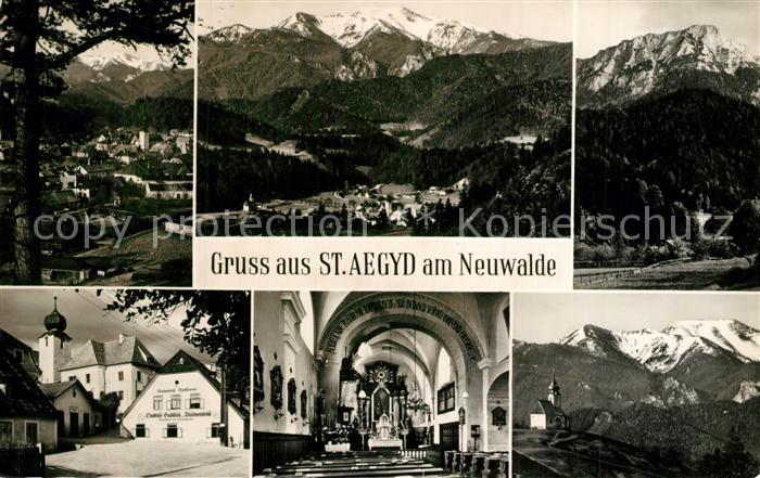St Aegyd Neuwalde Gesamtansicht mit Alpenpanorama Ortsmotiv mit Kirche