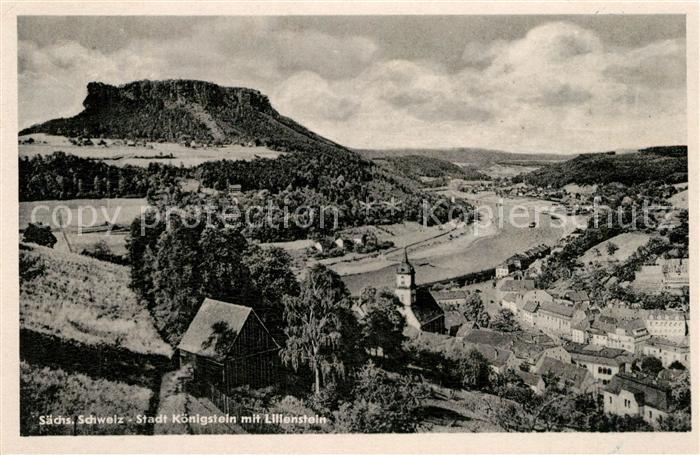 Koenigstein Saechsische Schweiz Panorama mit Blick zum Lilienstein Tafelberg Elb