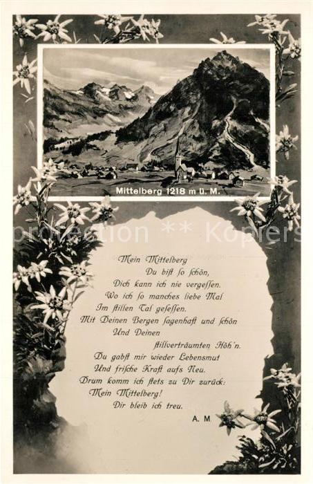 Mittelberg Kleinwalsertal Gesamtansicht mit Alpenpanorama Gedicht Edelweiss