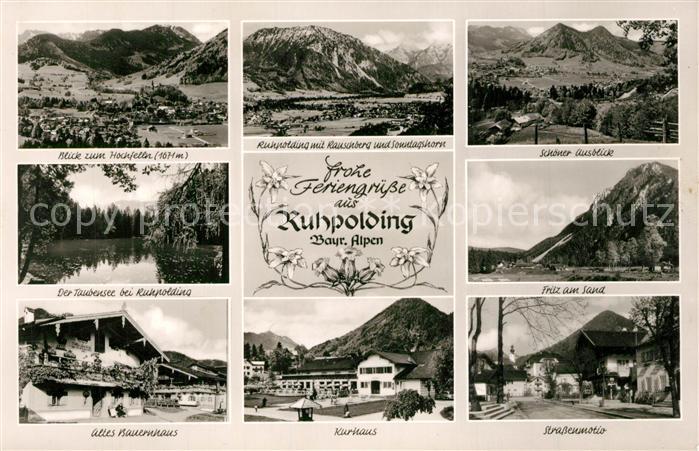 Ruhpolding Gesamtansicht mit Alpenpanorama Taubensee Altes Bauernhaus Kurhaus St