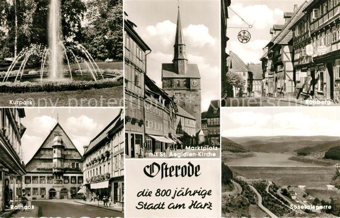 Osterode Harz Kurpark Fontaene Rathaus Marktplatz St Aegidien Kirche Rollberg So