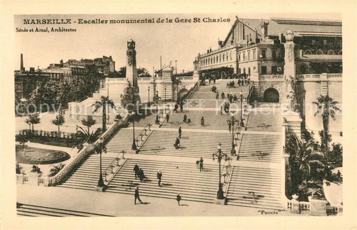 Marseille Bouches-du-Rhone Escalier monumental de la Gare Saint Ch
