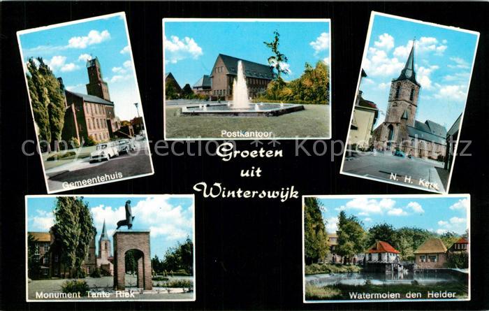 Winterswijk Gemeentehuis Monument Tante Riek Postkantoor Kerk Watermolen den Hel