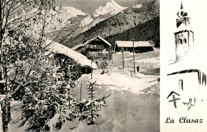 La Clusaz Chalets sous la neige Winterlandschaft Alpen