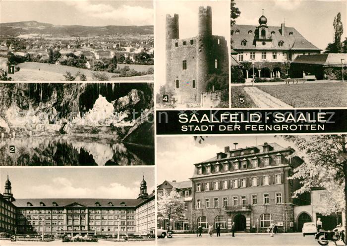 Saalfeld Saale Stadt der Feengrotten Stadtpanorama Grafsburg Krankenhaus Hoher S