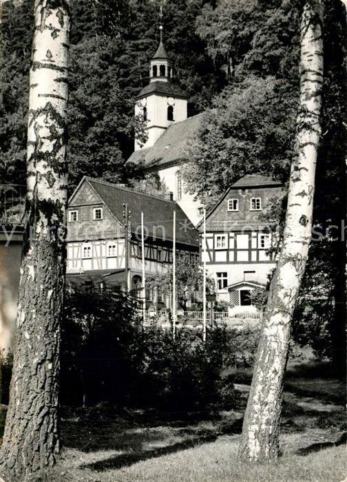 Oybin Ortsmotiv mit Bergkirche Birken
