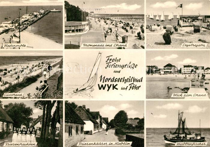 Wyk Foehr Hafenmole Strand Friesentrachten Promenade Segelregatta Friesenhaeuser