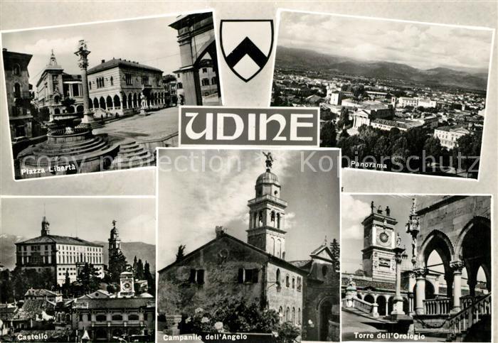 Udine Piazza Liberta Castello Campanilo dell Angelo Torre dell Orologio Panorama
