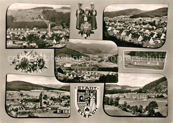Elzach Teilansichten Luftkurort im Schwarzwald Wappen Distel Trachten