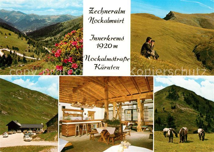 Kremsbruecke Zechneralm Nockalmwirt Berggaststaette Pferde Landschaftspanorama N