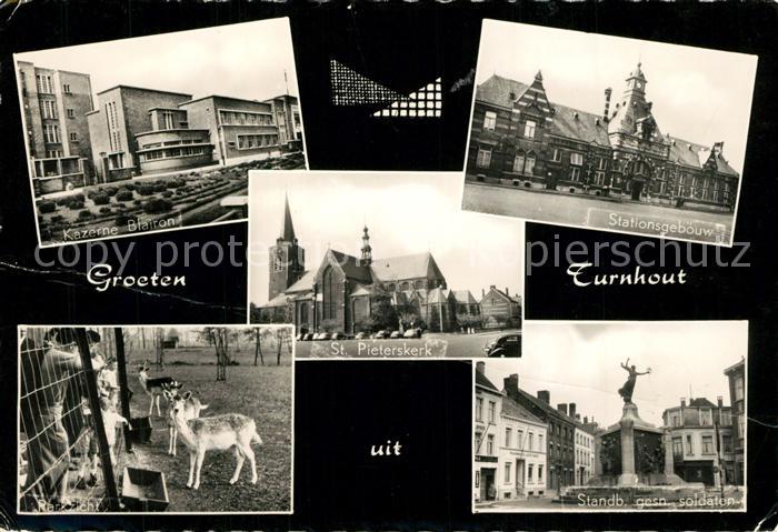 Turnhout Kazerne Blairon Stationsgebouw St Pieterskerk Parkzicht Standbeeld gesn