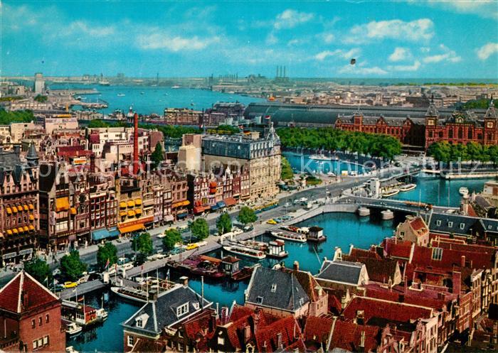 Amsterdam Niederlande Damrak met gezicht op het Y Stadtpanorama