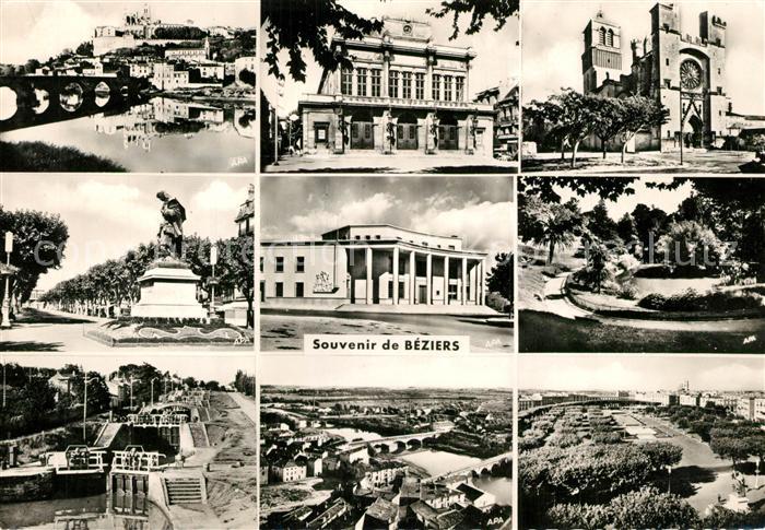 Beziers Cathedrale Saint Nazaire Théâtre Statue Paul Riquet Sous Prefecture Plat