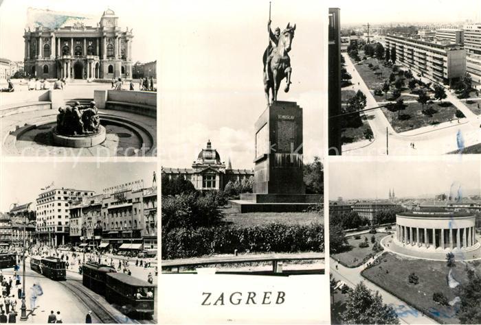 Zagreb Stadtansichten Gebaeude Strassenbahn Denkmal Siedlung Hochhaeuser