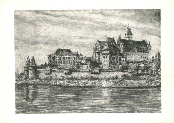 Marienburg Westpreussen nach Original Radierung von Waldemar Hoya Kuenstlerkarte