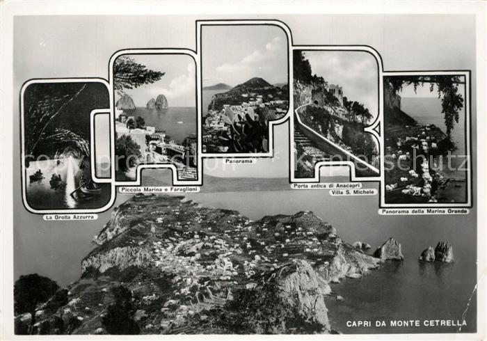 Capri Veduta da Monte Cetrella Grotta Marina Faraglioni Villa