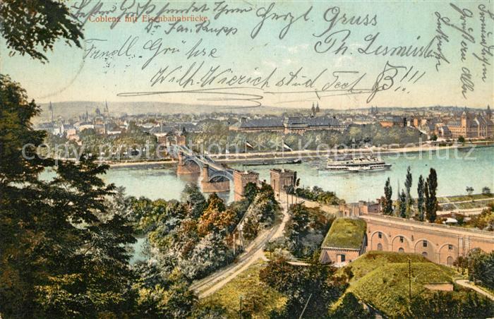 Koblenz Rhein Panorama Eisenbahnbruecke