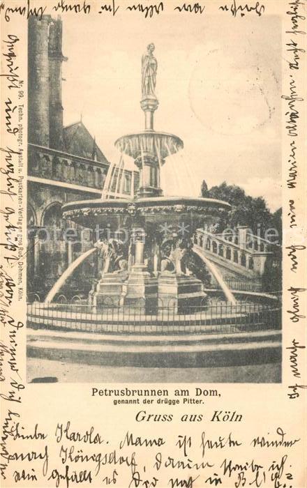 Koeln Rhein Petrusbrunnen am Dom