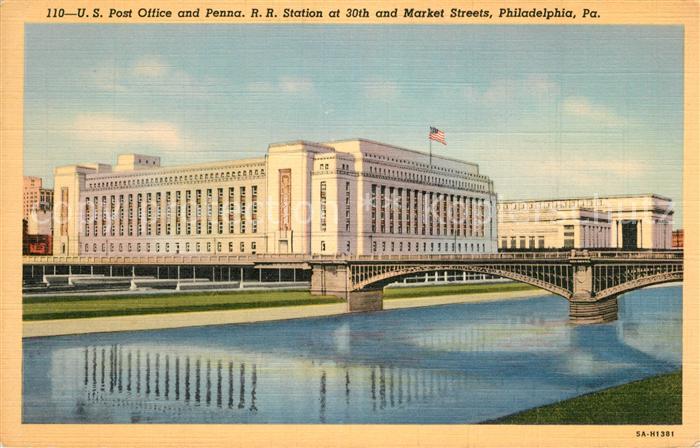 Philadelphia Pennsylvania Post Office Penna R R Station Market Streets