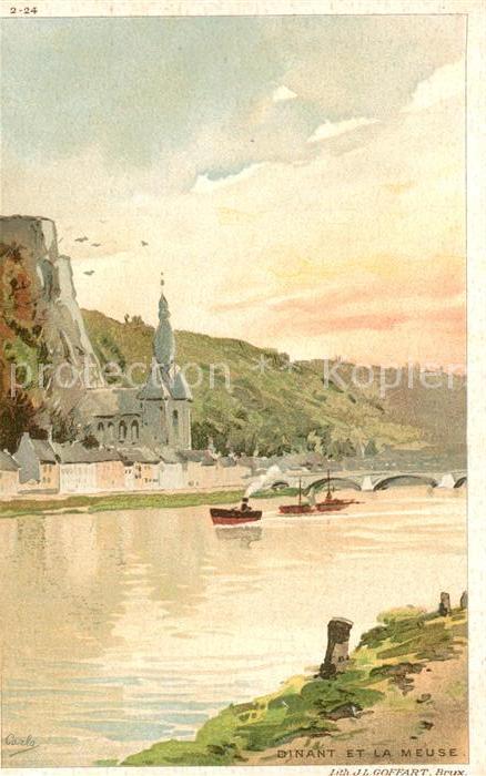 Dinant Wallonie Kuenstlerkarte Kirche Bruecke