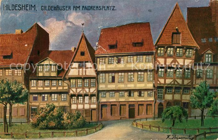 Hildesheim Gildehaeuser am Andreasplatz Kuenstlerkarte