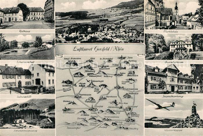 Gersfeld Rhoen Wasserkuppe Jugendherberge Rathaus Schwimmbad