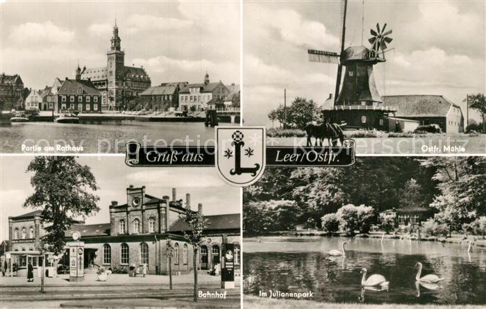 Leer Ostfriesland Rathaus Ostfriesenmuehle Bahnhof Julianenpark