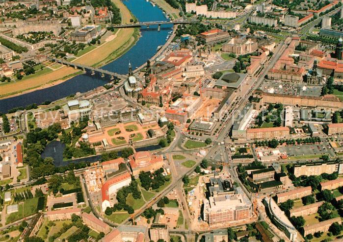 Dresden Altstaedter Seite Fliegeraufnahme