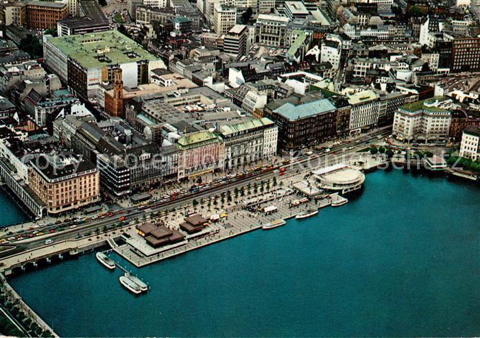 Hamburg Fliegeraufnahme mit Jungfernstieg und Binnenalster